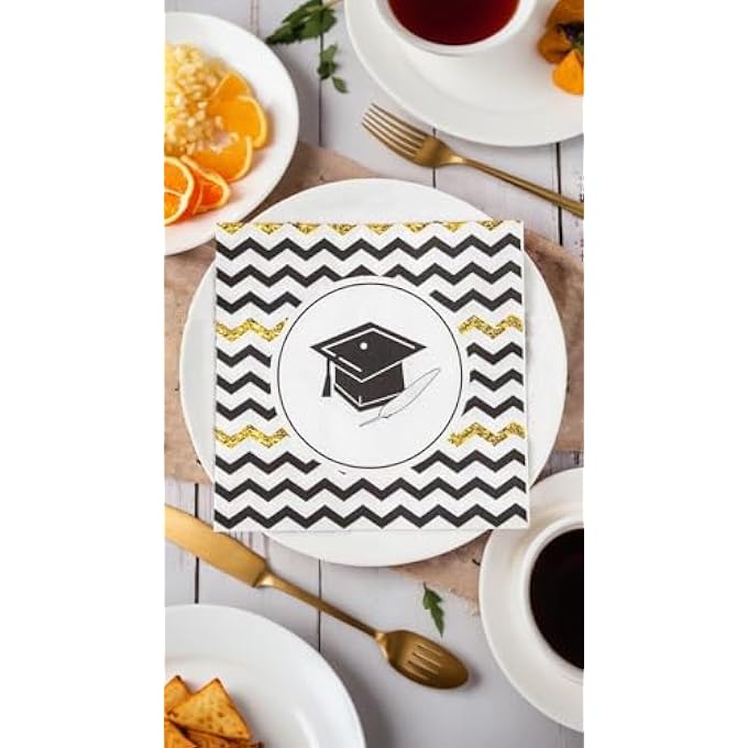 GRADUATION NAPKINS 100 PCS, DECORATIVE PAPER DINNER NAPKINS FOR GRADUATION PARTY SUPPLIES, 6.5X6.5 INCH, FOR CELEBRATIONS - Image 5